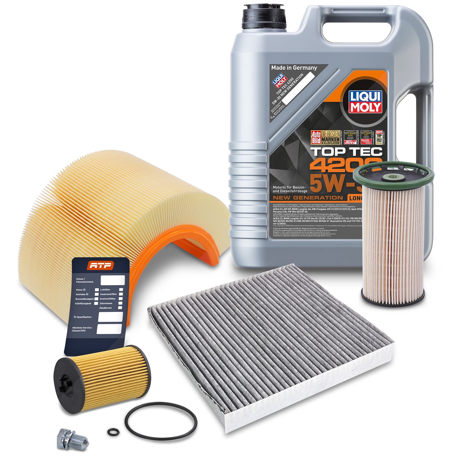 Liqui Moly Inspektionspaket B + 5L 5W-30 Motoröl [Hersteller-Nr. 40513931] für VW, Audi, Skoda, Seat