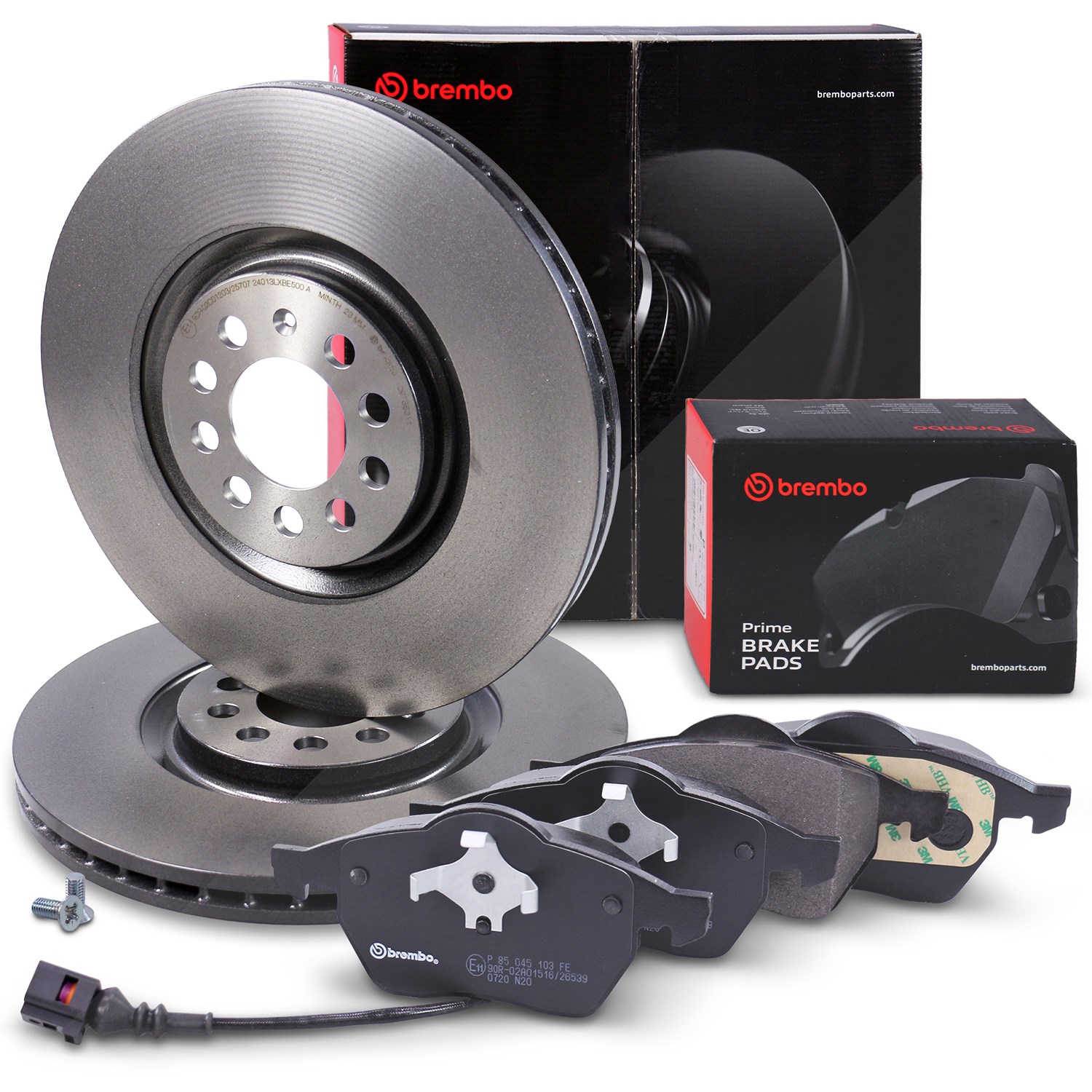 Brembo Bremsscheiben Coated+Bremsbeläge Vorne [Hersteller-Nr. 10698165] für Seat, Skoda, VW, Audi