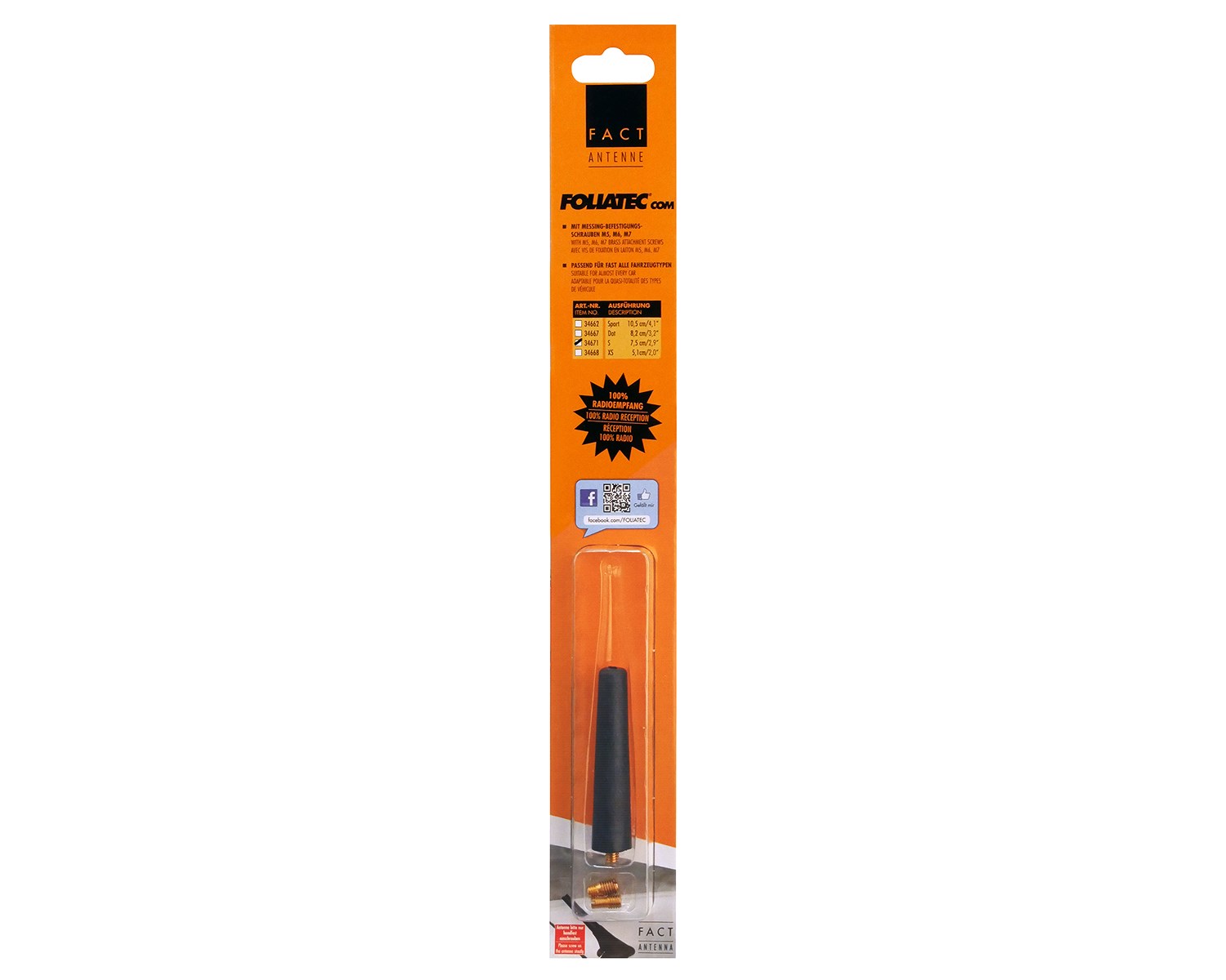 Foliatec FACT Antenne S, schwarz [Hersteller-Nr. 34671]