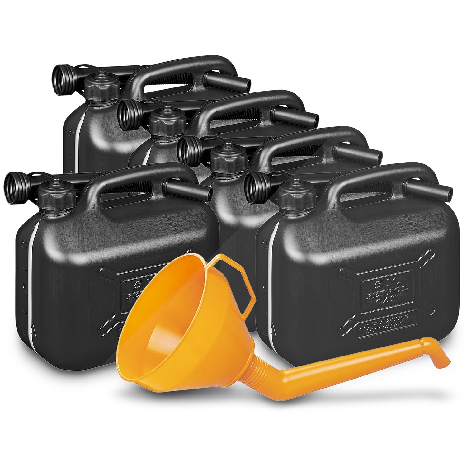 Proplus 5x Benzinkanister 5L Kunststoff UN-geprüft + Trichter [Hersteller-Nr. 40371983]