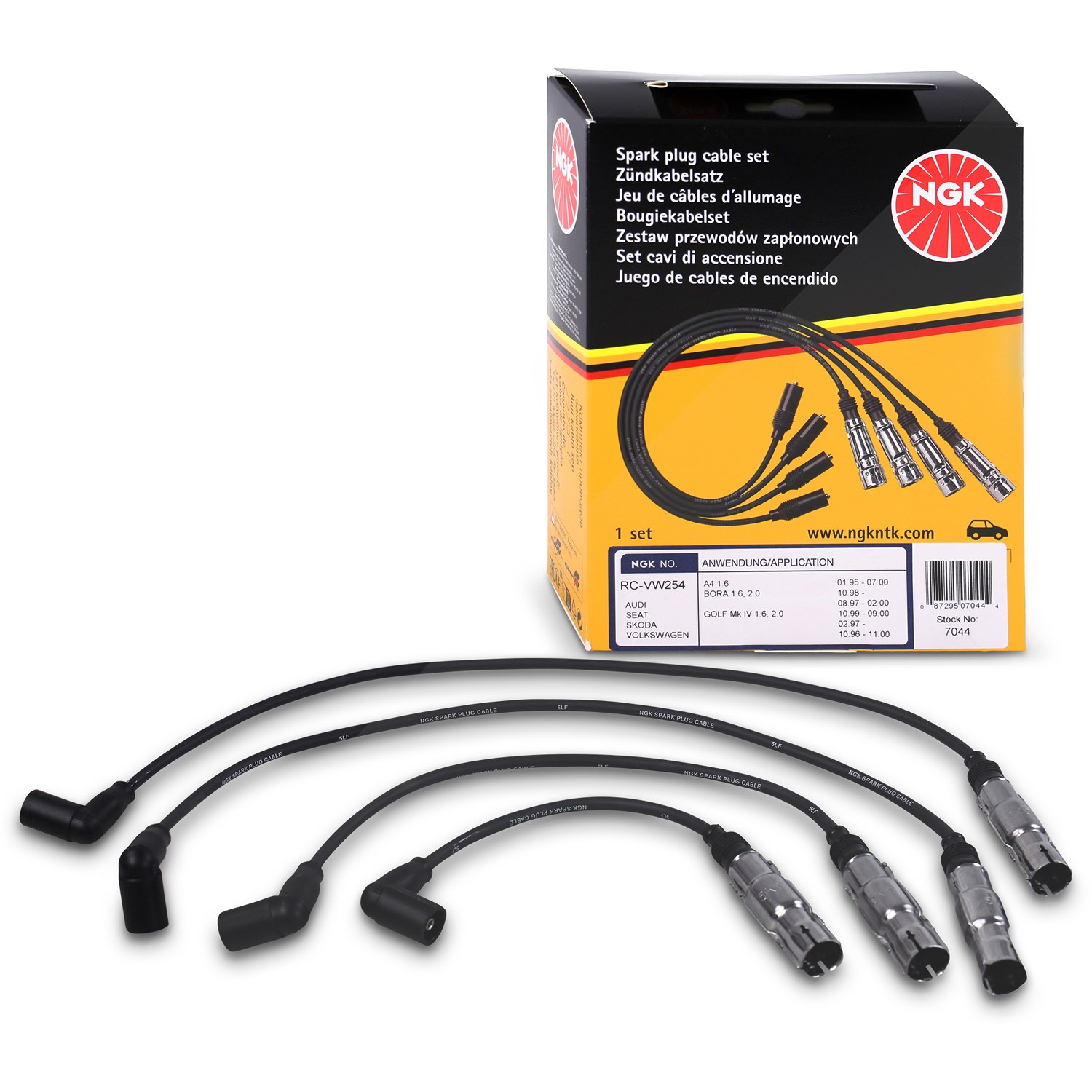 Ngk Zündleitungssatz [Hersteller-Nr. 7044] für Audi, VW, Skoda, Seat