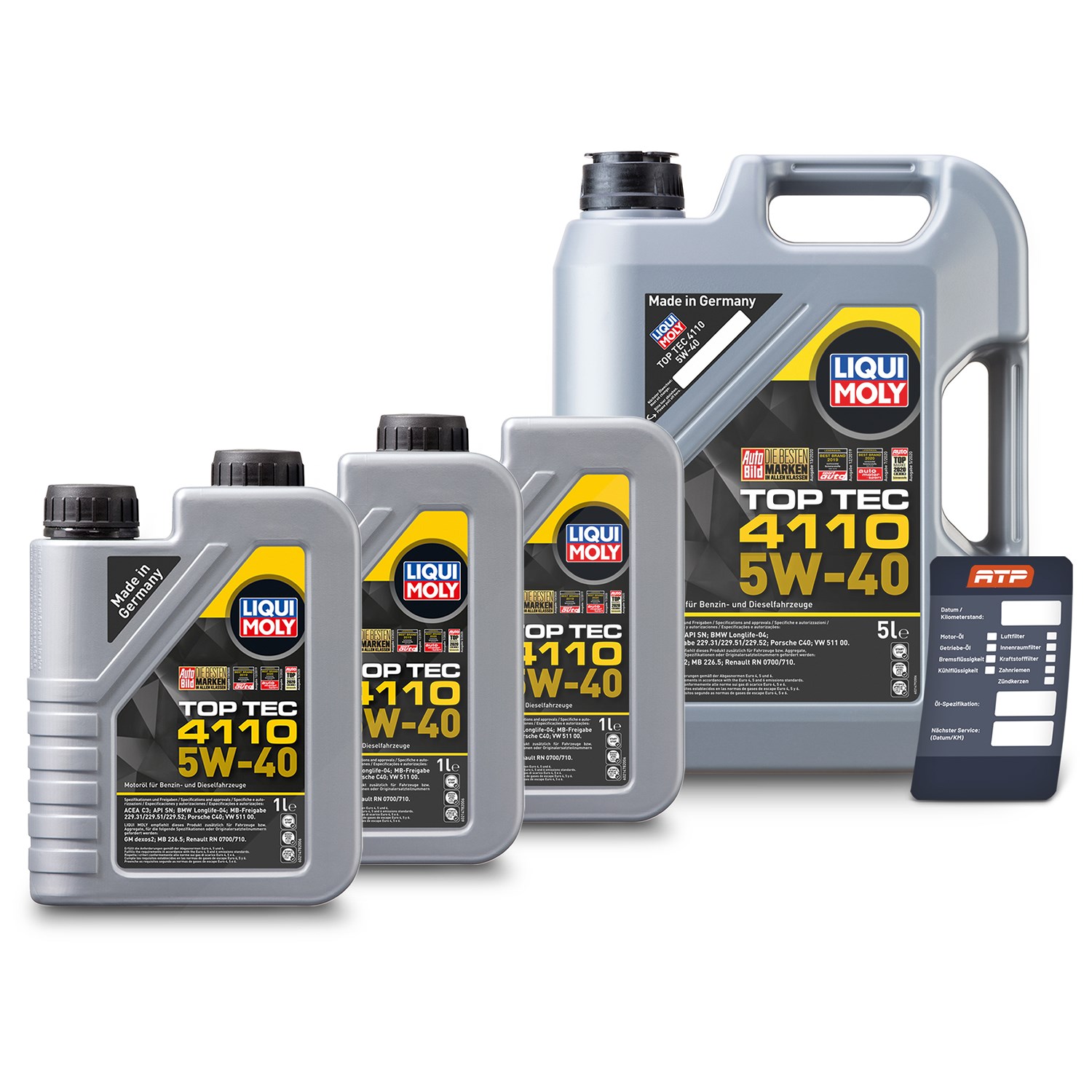 Liqui Moly 8 L Top Tec 4110 5W-40 + Ölwechsel-Anhänger [Hersteller-Nr. 21479]
