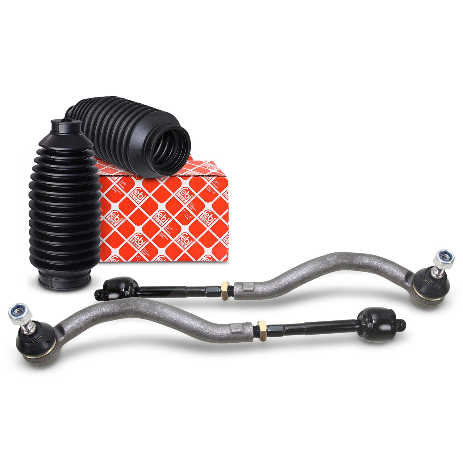 Bestprice 2x Spurstange + FEBI Lenkmanschetten vorne [Hersteller-Nr. 40438408] für Seat, Ford, VW