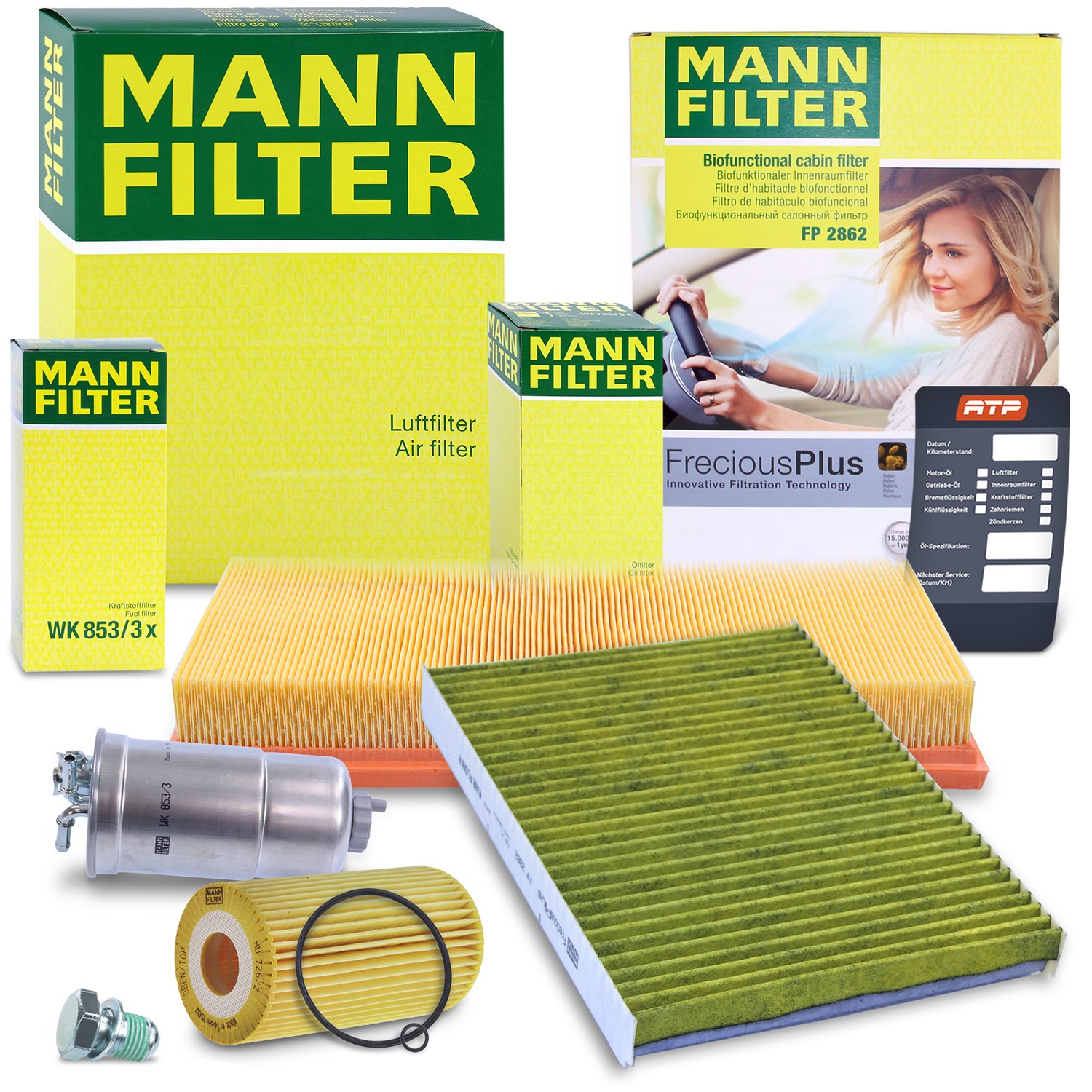 Mann-filter Inspektionspaket Filtersatz SET B [Hersteller-Nr. 10491242] für VW, Skoda, Audi