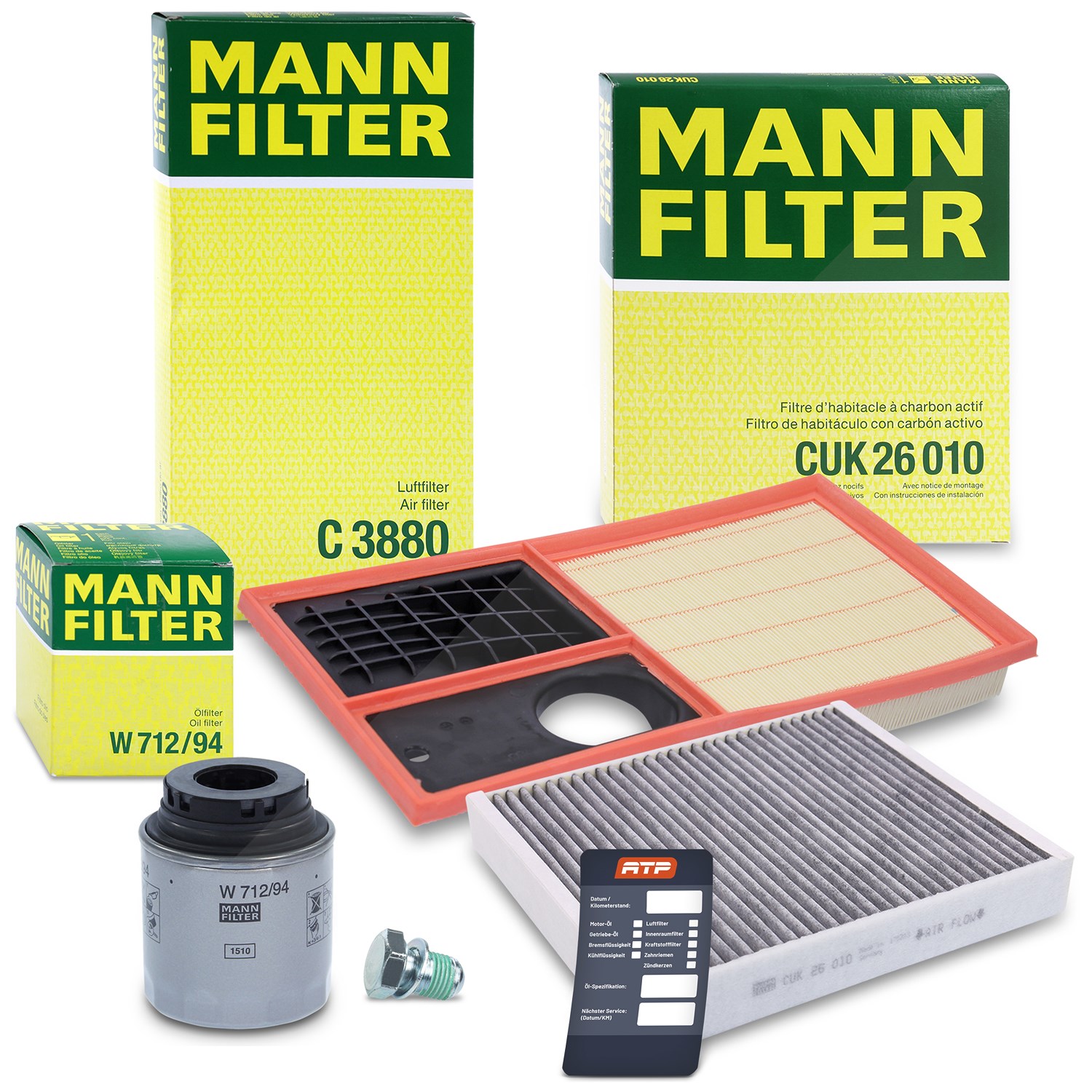Mann-filter Inspektionspaket Filtersatz SET A [Hersteller-Nr. 10491937] für VW, Seat, Skoda