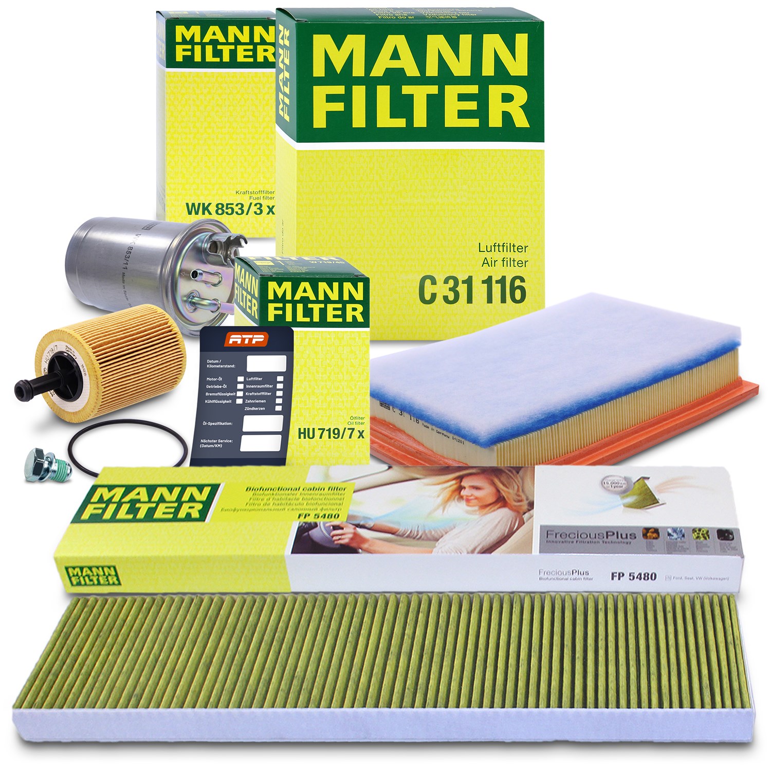 Mann-filter Inspektionspaket Filtersatz SET B [Hersteller-Nr. 10491966] für VW, Ford, Seat