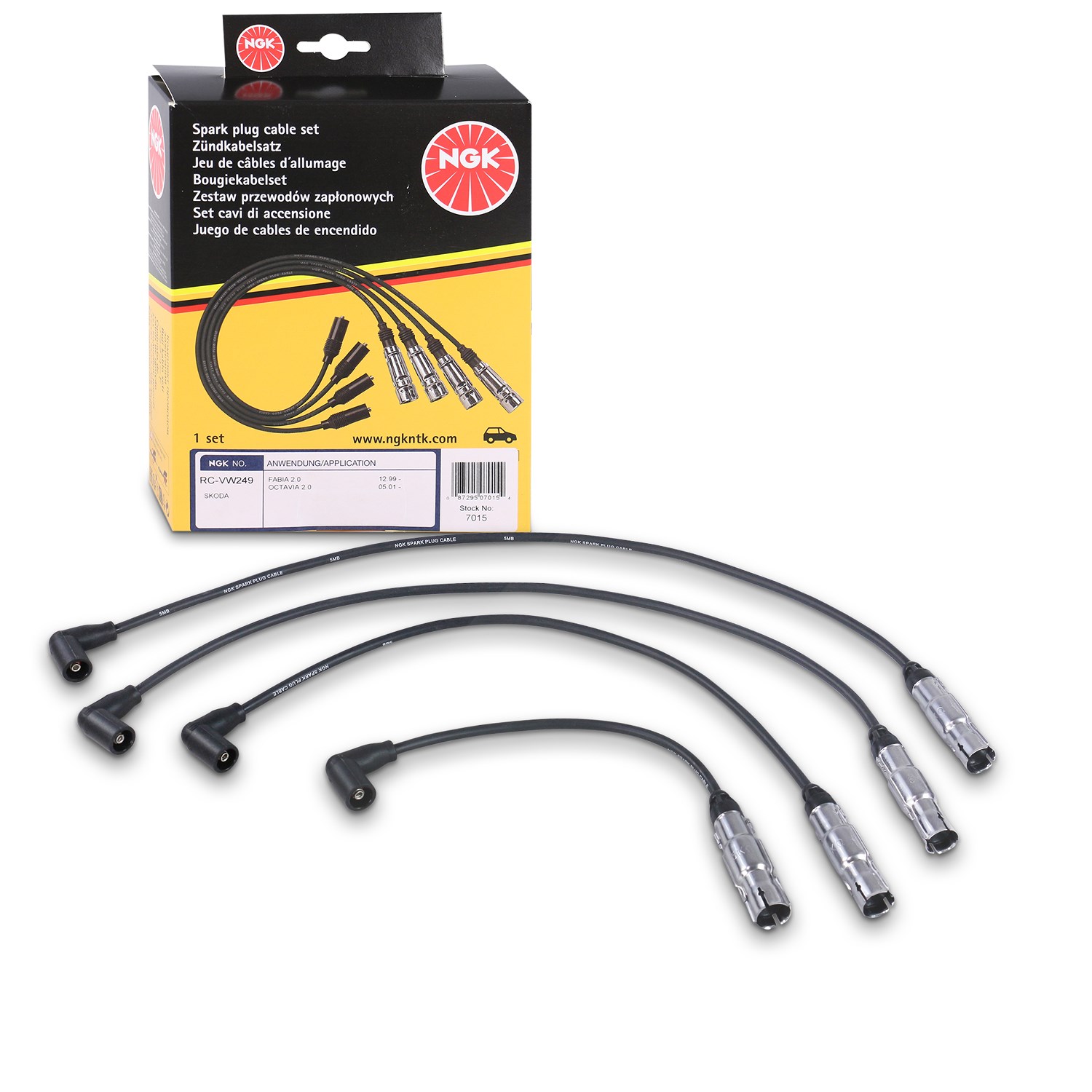 Ngk Zündleitungssatz [Hersteller-Nr. 7015] für Seat, Audi, VW, Skoda