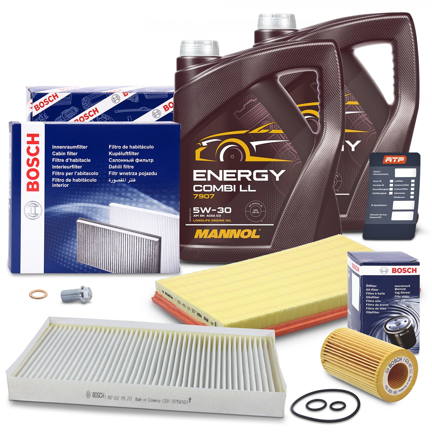 Bosch Inspektionspaket Filtersatz SET A + 10l 5W-30 Motoröl [Hersteller-Nr. 40512998] für Mercedes-Benz