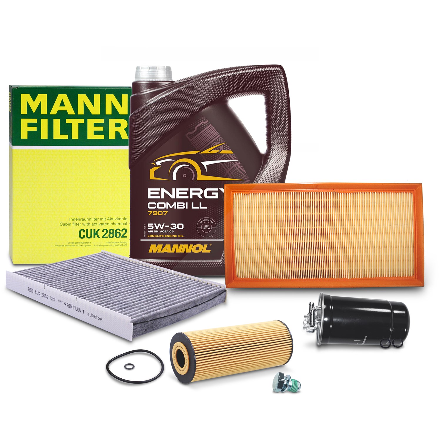 Bestprice Inspektionspaket Set B + 5l 5W-30 Motoröl [Hersteller-Nr. 40359775] für Skoda, Audi, VW