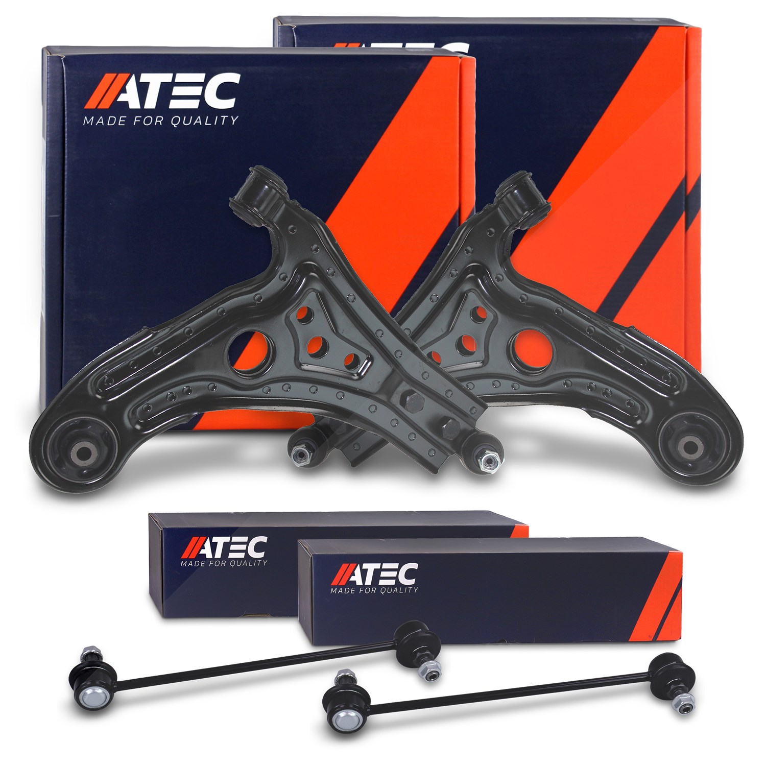 Atec 2x Querlenker + 2x Koppelstange vorne [Hersteller-Nr. 41846869] für Chevrolet, Daewoo