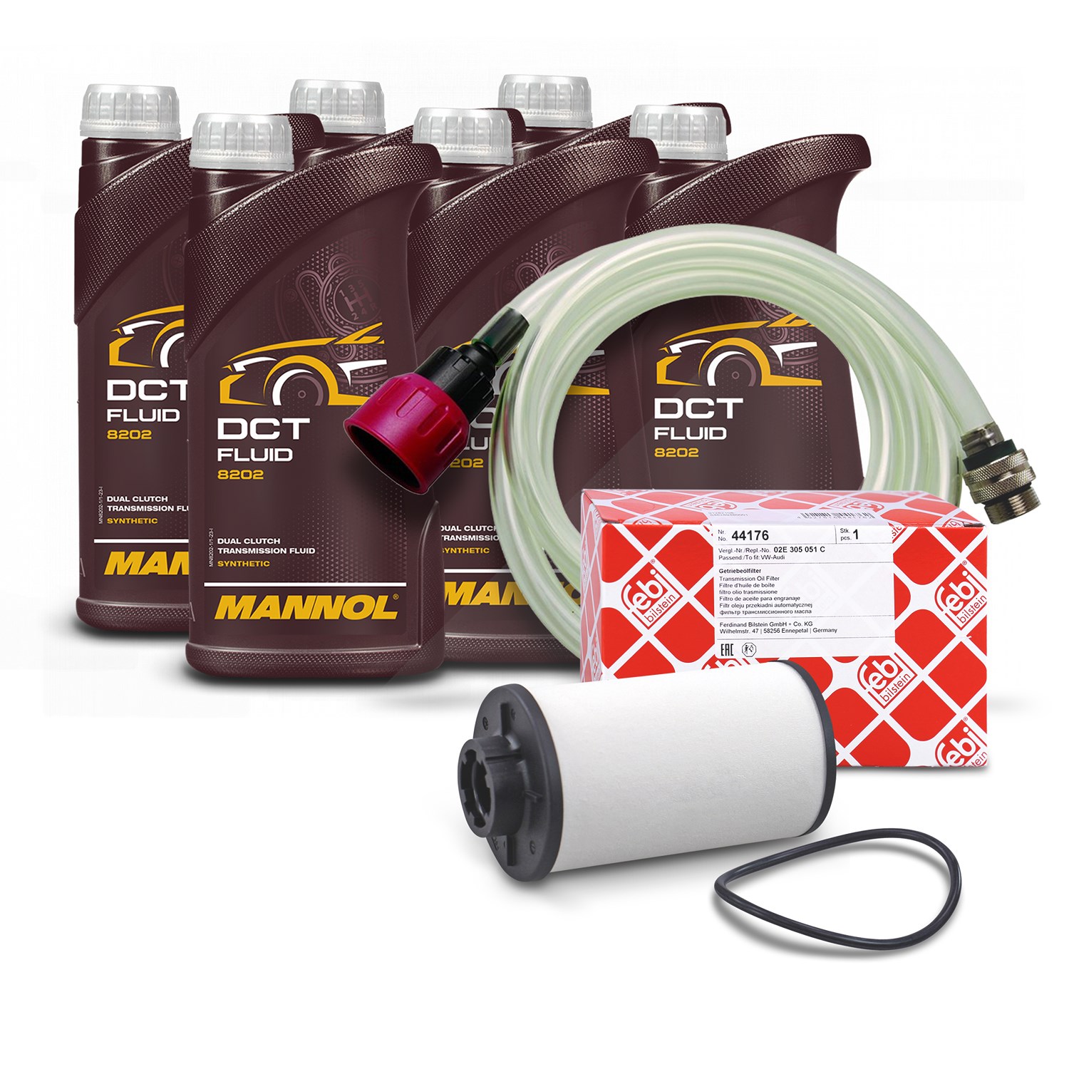 Febi Bilstein DCG-Ölwechsel-Set + 6x 1l Getriebeöl [Hersteller-Nr. 40279840] für Audi, Seat, Skoda, VW