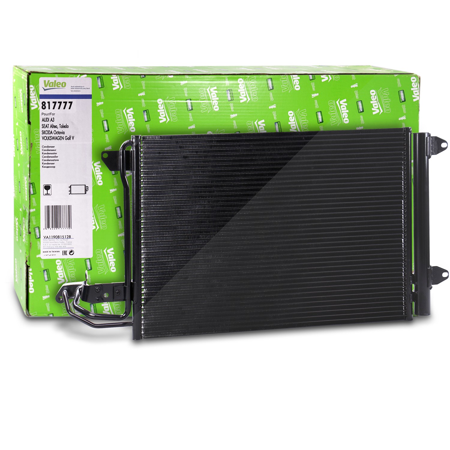 Valeo Kondensator 530x400x16 mit Trockner [Hersteller-Nr. 817777] für VW, Audi, Skoda, Seat