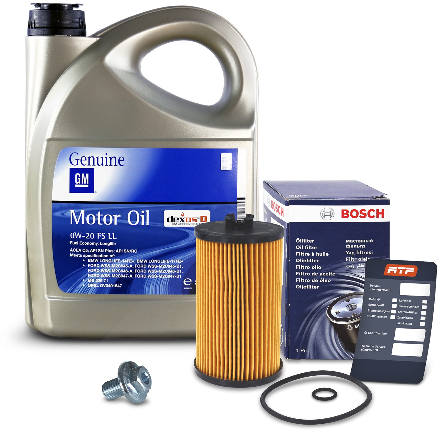 Bosch Ölfilter + 5l 0W-20 Motoröl [Hersteller-Nr. 40440068] für Opel, Vauxhall