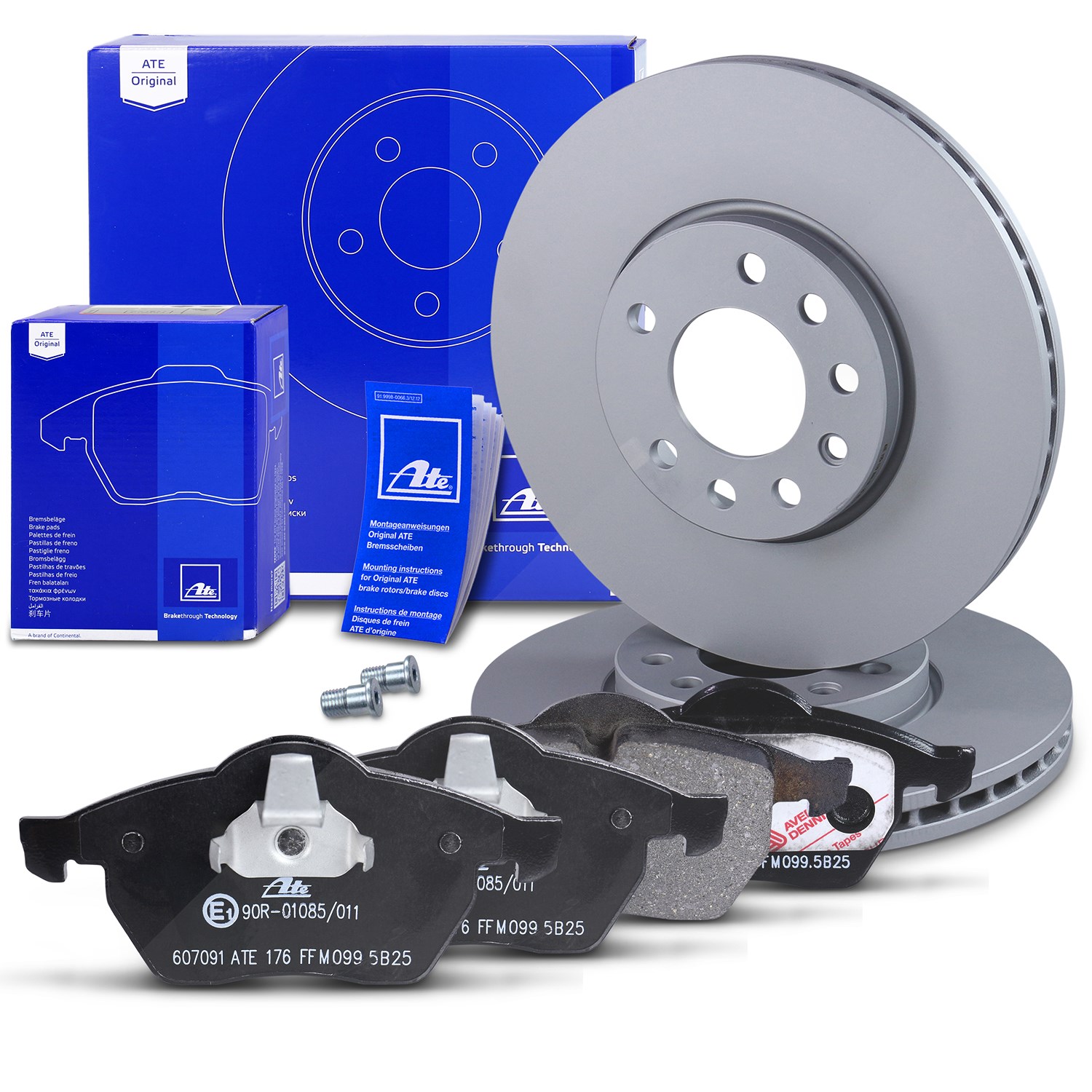 Ate Bremsscheiben+Bremsbeläge Vorderachse Belüftet [Hersteller-Nr. 10696766] für Opel, Saab