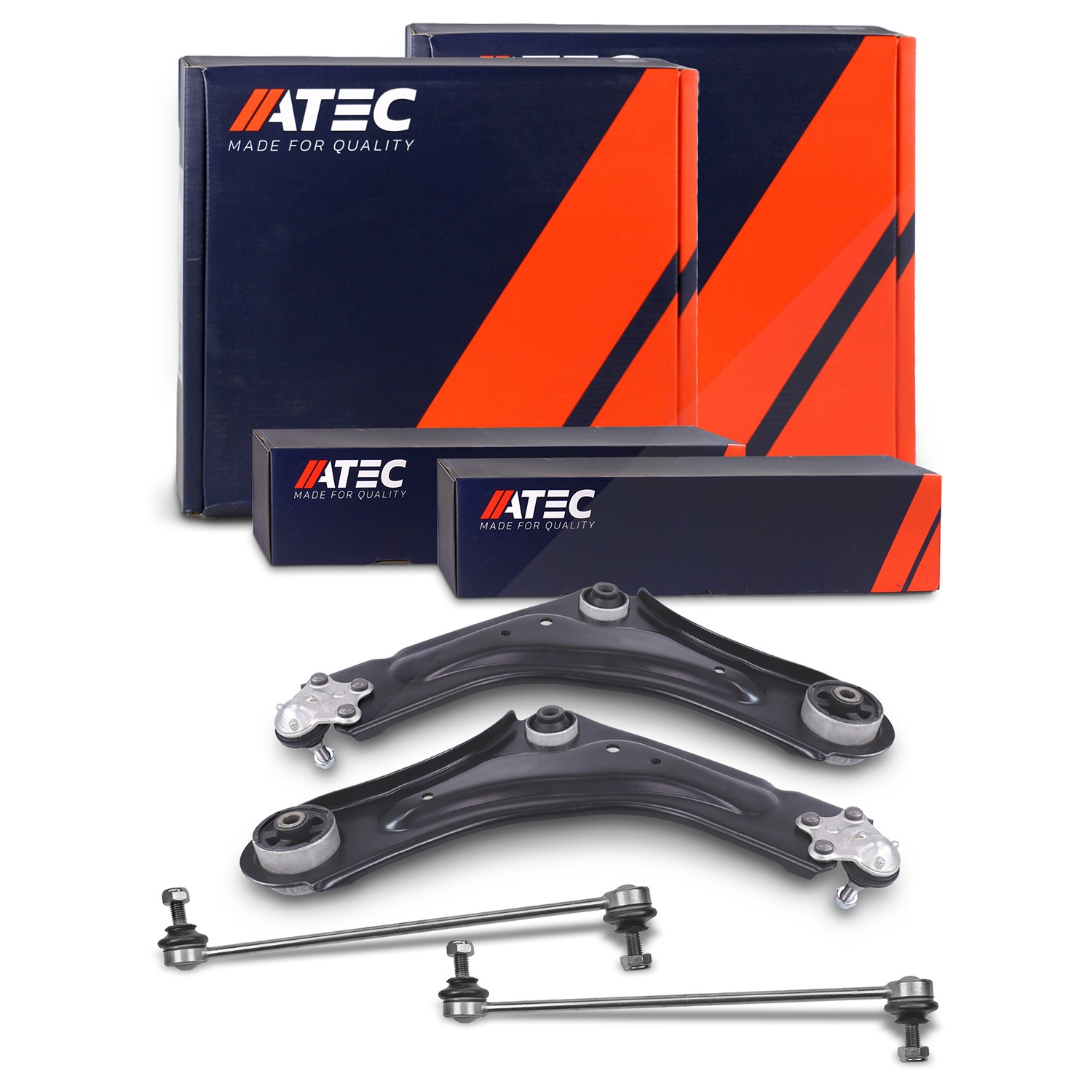 Atec 2x Querlenker + 2x Koppelstange vorne [Hersteller-Nr. 41860398] für Renault