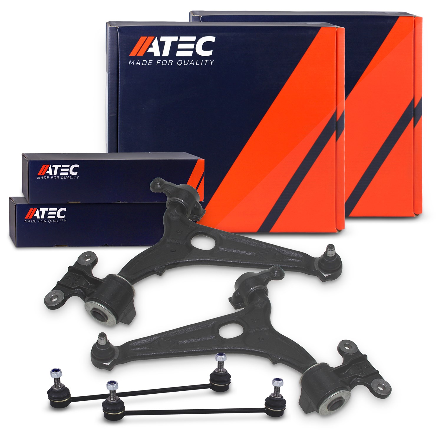 Atec 2x Querlenker + 2x Koppelstange vorne [Hersteller-Nr. 41860535] für Peugeot, Lancia, Citroën, Fiat