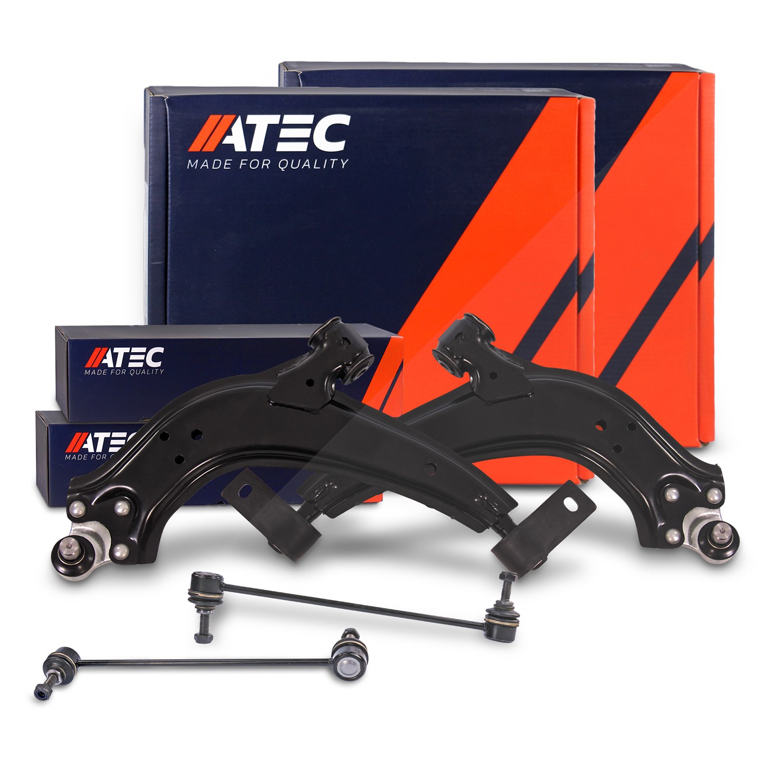 Atec 2x Querlenker + 2x Koppelstange vorne [Hersteller-Nr. 41860545] für Citroën, Peugeot
