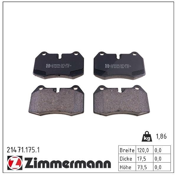 Zimmermann Bremsbelagsatz, Scheibenbremse [Hersteller-Nr. 21471.175.1] für BMW