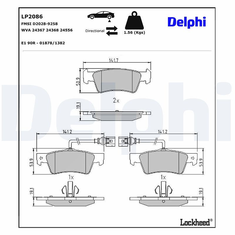 Für DELPHI LOCKHEED HAMULCE LP2086 BRAKE PAD AXLE SET VW - Bild 7