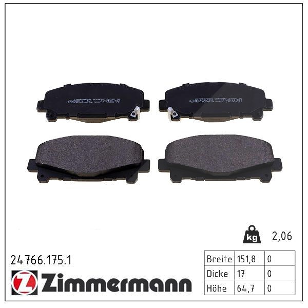 Zimmermann Bremsbelagsatz, Scheibenbremse [Hersteller-Nr. 24766.175.1] für Honda