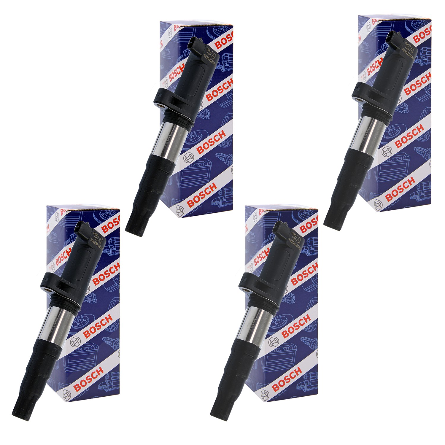 Bosch 4x Zündspule [Hersteller-Nr. 0986221045] für Opel, Dacia, Renault