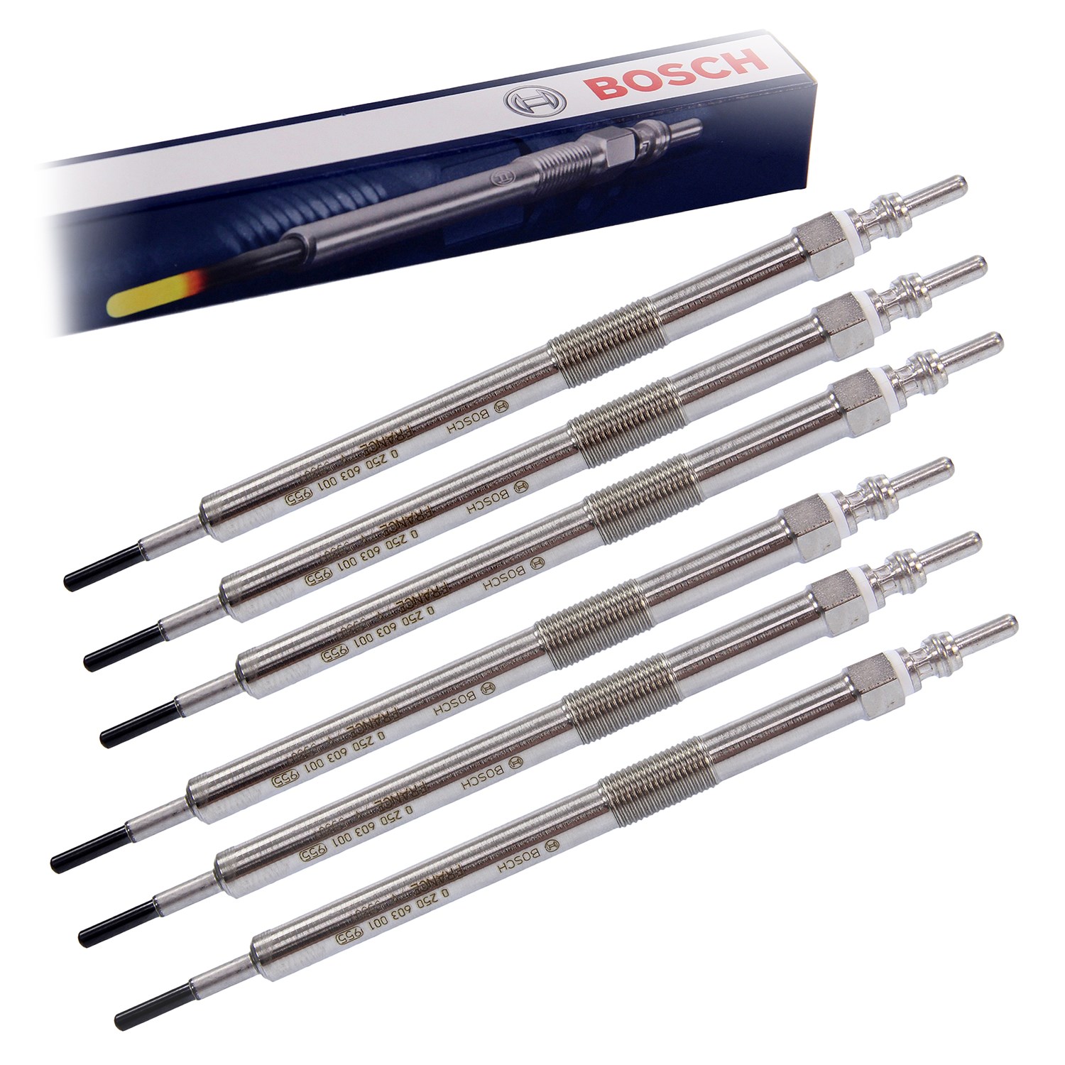 Bosch 6x Glühkerze Duraspeed GLP154 [Hersteller-Nr. 0250603001] für Renault, Infiniti, Nissan