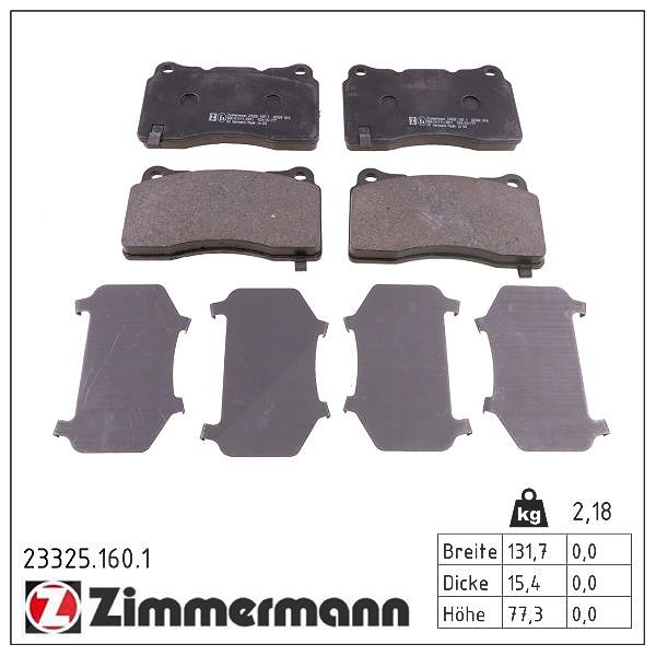 Zimmermann Bremsbelagsatz, Scheibenbremse Vorderachse 23325.160.1 Für Opel Cadillac Chevrolet (Sgm) Ford Subaru Tesla - Bild 3