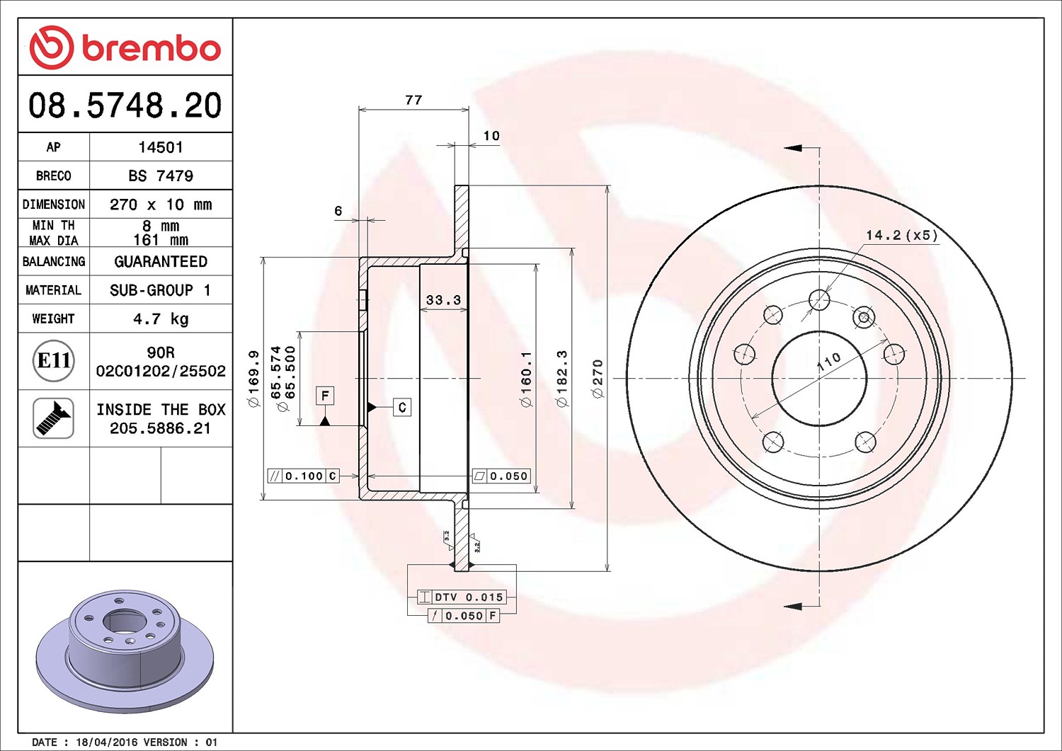 2x Bremsscheibe Brembo 08574820 2 Bremsscheiben für Opel - Bild 5