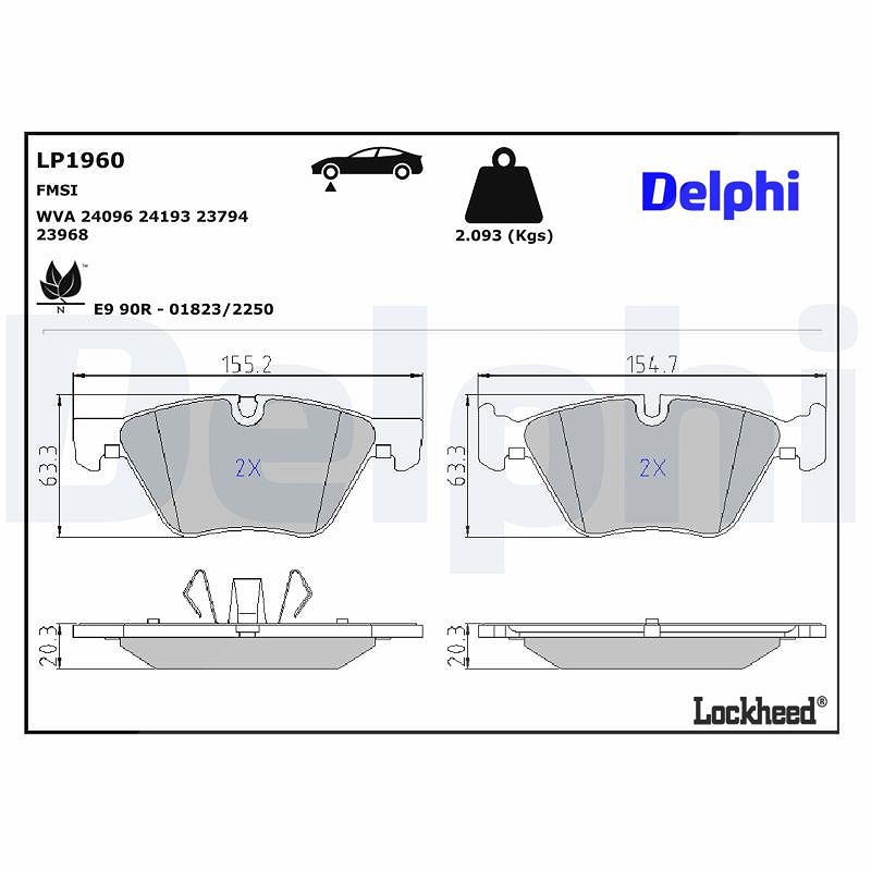 Delphi LP1960 Bremsbelag - (4-teilig) | Kompatibel mit: BMW 1, 1, 1 Coupe, 3, 3 Coupe, 3 Touring - Bild 6