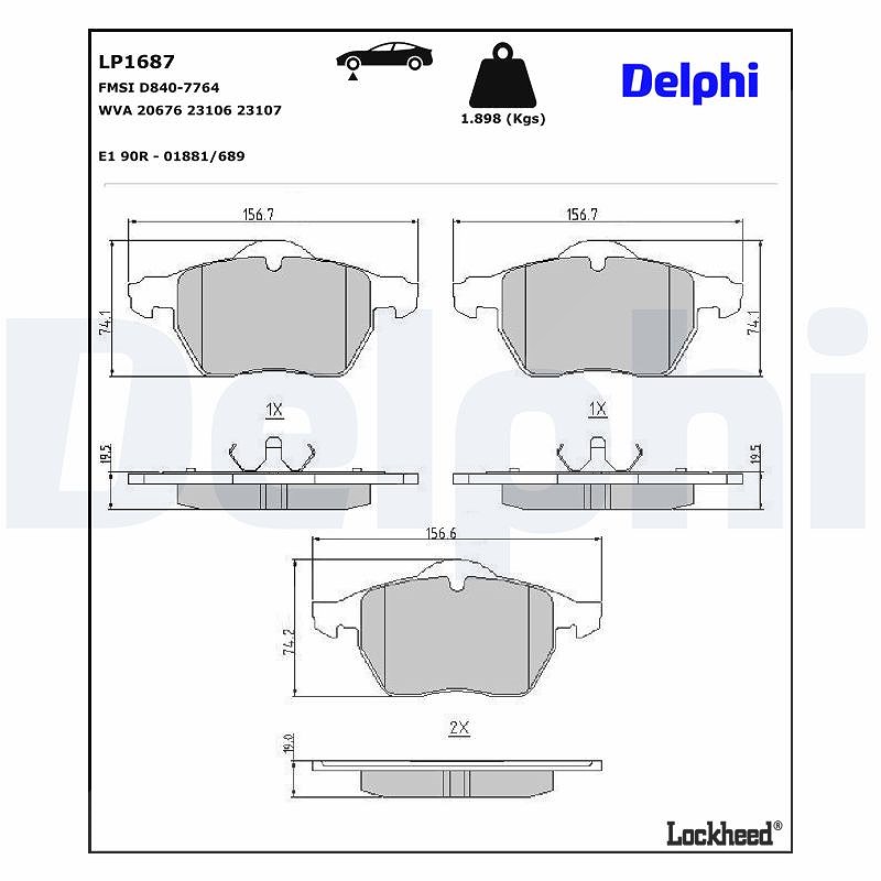 Bremsbelagsatz, Scheibenbremse LP1687 DELPHI für VOLVO S70 V70 I C70 I Coupe - Bild 8