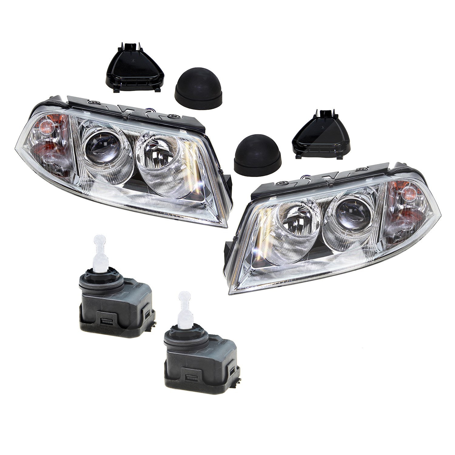 Bestprice 2x Scheinwerfer H7/H7 inkl. 2x Stellmotor [Hersteller-Nr. 31186023] für VW
