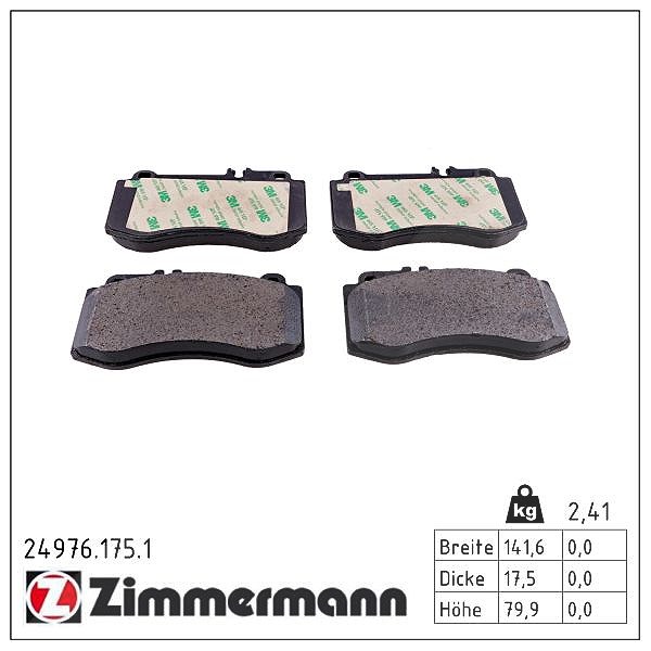 Zimmermann Bremsbelagsatz, Scheibenbremse [Hersteller-Nr. 24976.175.1] für Mercedes-Benz
