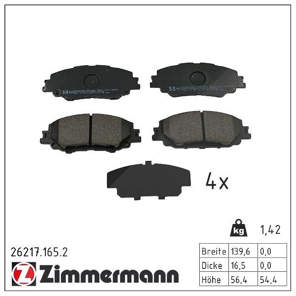 Bremsbeläge 26217.165.2 ZIMMERMANN für TOYOTA COROLLA Stufenheck PRIUS - Bild 3