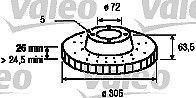 Valeo Bremsscheibe [Hersteller-Nr. 197238] für Jeep