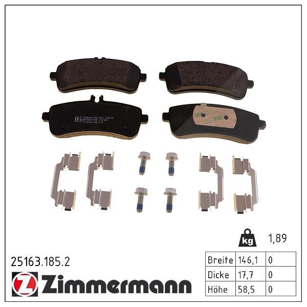 ZIMMERMANN Bremsbelagsatz, Scheibenbremse Hinterachse 25163.185.2 für Mercedes - Bild 3