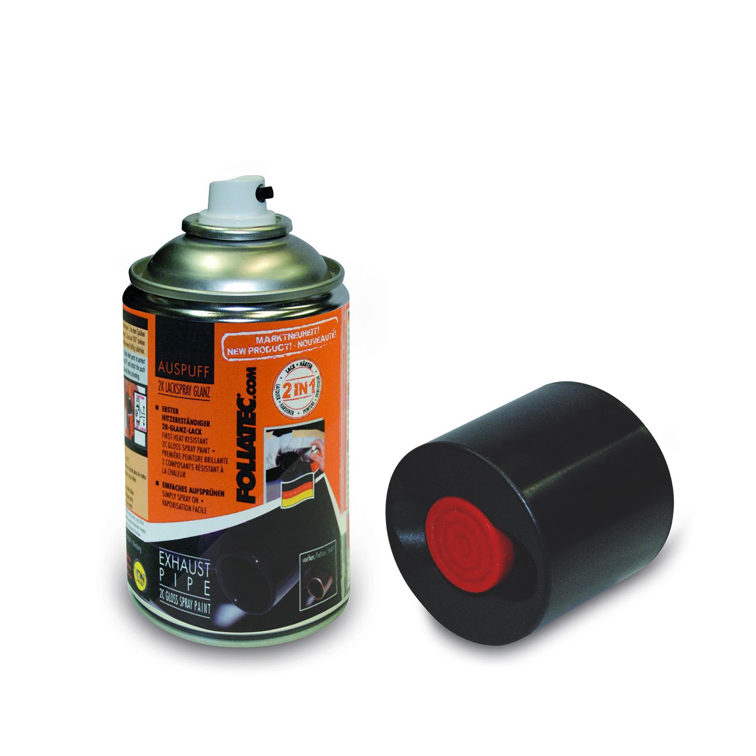 Foliatec 1x 250ml Auspuff 2K Lackspray schwarz glänzend [Hersteller-Nr. 2125]