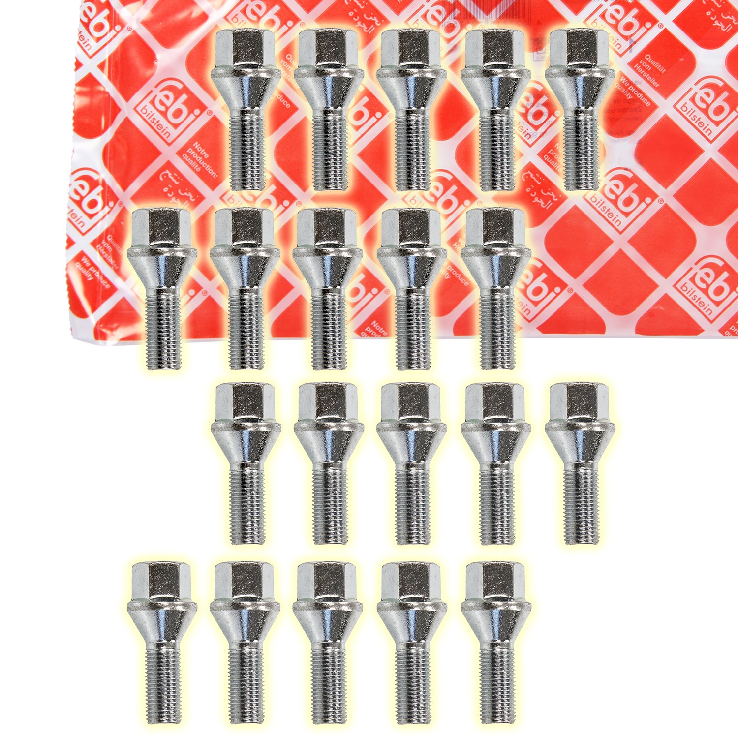 Febi Bilstein 20x Radschraube Kegelbund M12X1.25X22 [Hersteller-Nr. 46651] für Alfa Romeo, Opel, Abarth, Lancia, Fiat, Ford