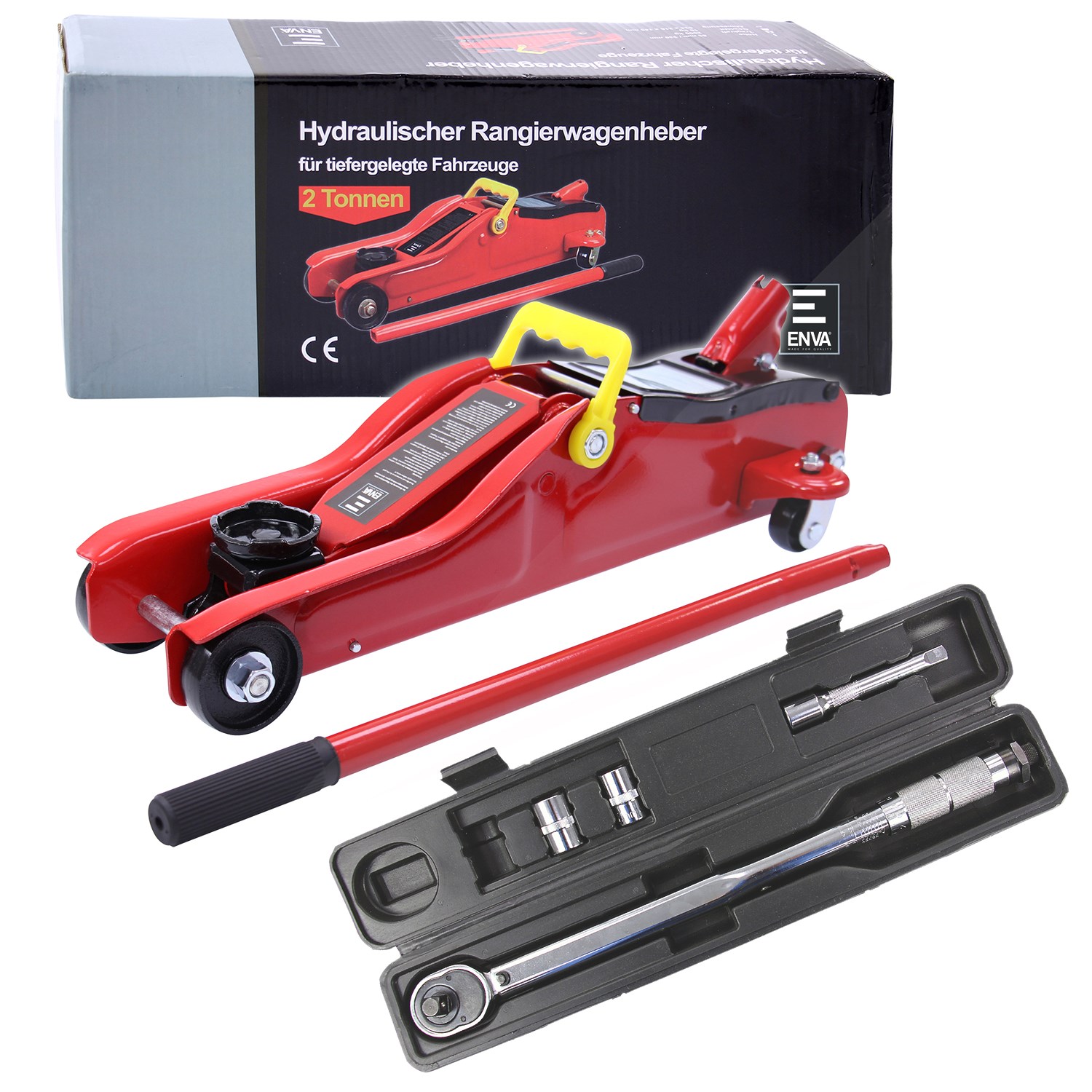Enva Wagenheber 2t 2000kg low profile + Drehmomentschlüssel 1/2 [Hersteller-Nr. 10871214]
