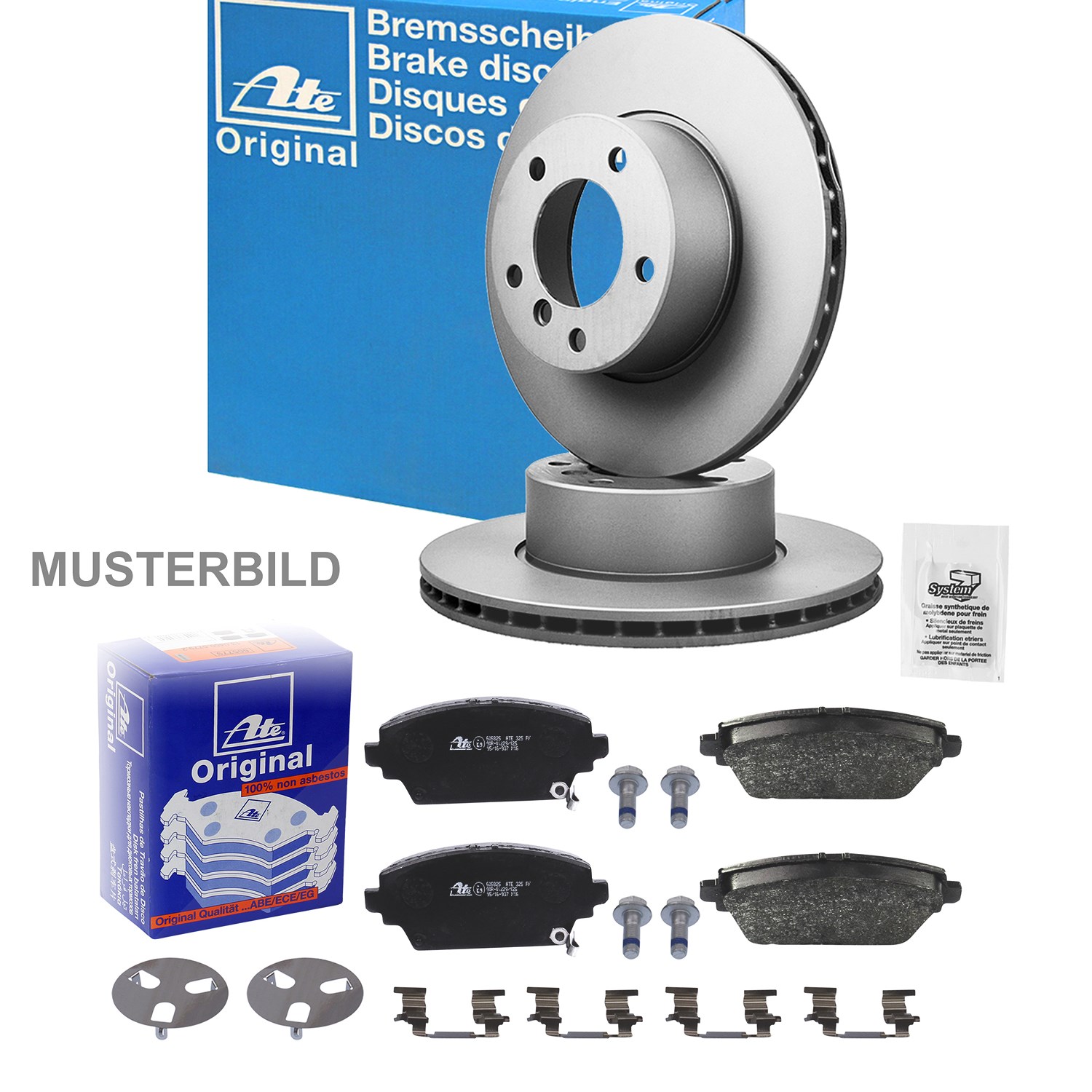Ate Bremsscheiben+Beläge mit Zubehör Vorne Belüftet [Hersteller-Nr. 10698510] für Kia, Hyundai