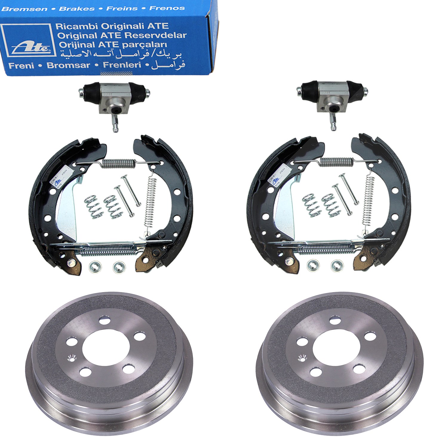 Ate 2x Bremstrommel+Bremsbackensatz TopKit Hinten [Hersteller-Nr. 10698718] für Skoda