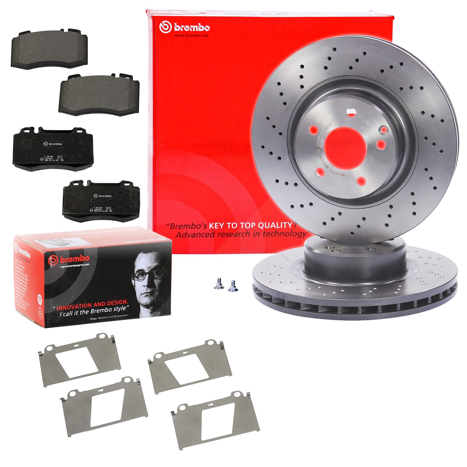 Brembo Bremsscheiben Coated+Beläge Vorne Gelocht [Hersteller-Nr. 10698770] für Mercedes-Benz