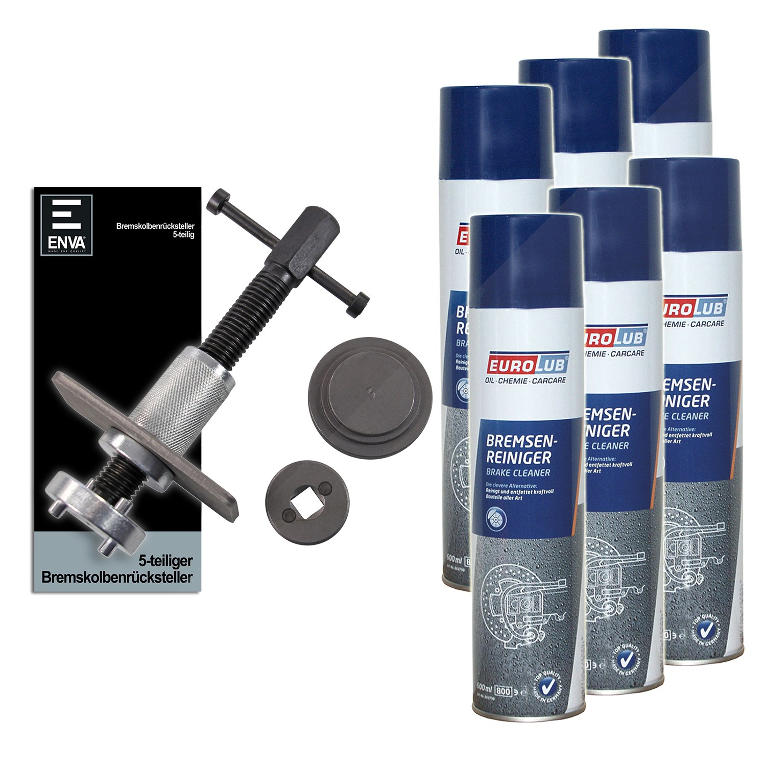 Enva Bremskolbenrücksteller 5-tlg + 3,6 l Bremsenreiniger [Hersteller-Nr. 10872233]
