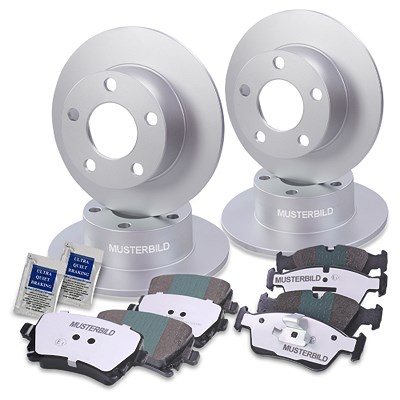 Bestprice Bremsscheiben + Bremsbeläge Vorne + Hinten [Hersteller-Nr. 10603392] für Peugeot