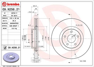 Brembo 2x Bremsscheibe [Hersteller-Nr. 09.N256.21] für Ford