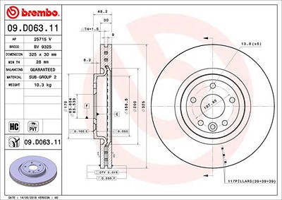 Brembo 1x Bremsscheibe [Hersteller-Nr. 09.D063.11] für Jaguar