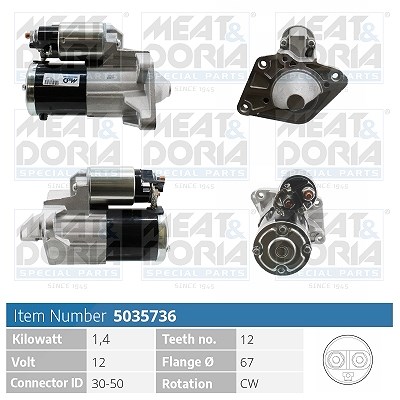 Meat & Doria Starter [Hersteller-Nr. 5035736] für Opel, Nissan, Renault