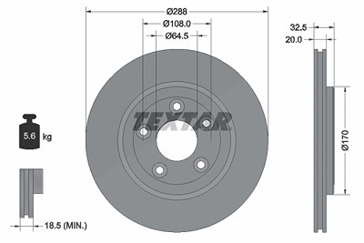Textar 1x Bremsscheibe [Hersteller-Nr. 92099100] für Ford Usa, Jaguar, Lincoln, Daimler