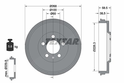 Textar 1x Bremstrommel [Hersteller-Nr. 94046000] für Seat, Skoda