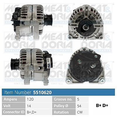 Meat & Doria Generator [Hersteller-Nr. 5510620] für Fiat, Vauxhall, Alfa Romeo, Opel