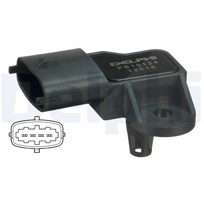 Delphi Sensor, Ladedruck [Hersteller-Nr. PS10124] für Vauxhall, Saab, Opel, Porsche, Lancia, Abarth, Alfa Romeo, Fiat